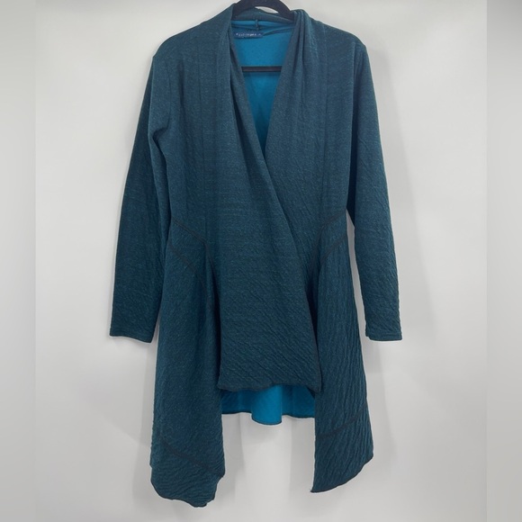 Cut Loose Green Y2k Boho Wrap Around Inset Jacket Deep Sea Cardigan Size Small - Picture 3 of 10